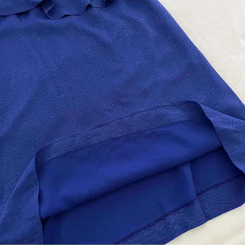 Anthropologie Ruffled One-Shoulder Mini Dress in Blue, Size 0 NWOT
